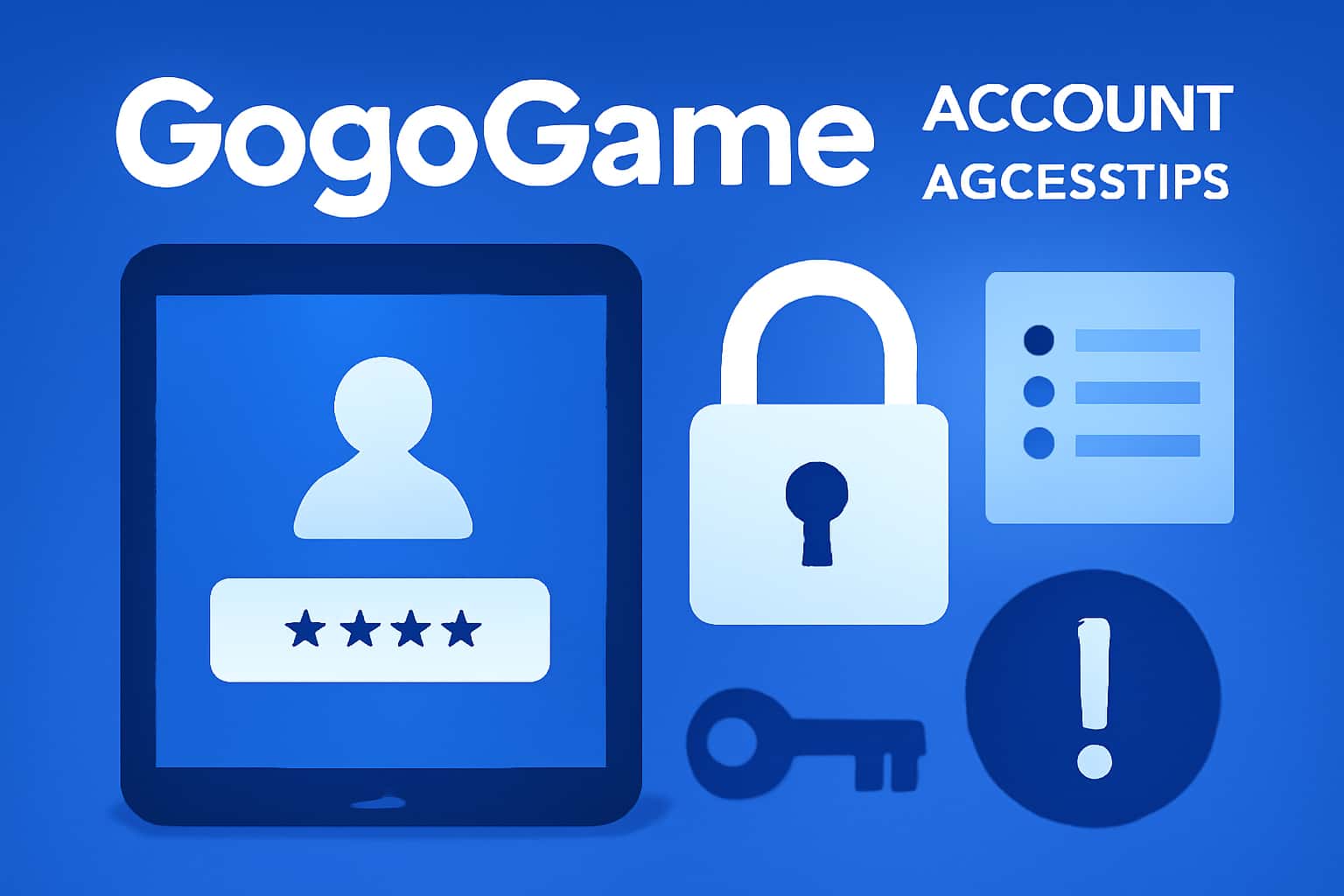 Informational representation of GogoGame account access tips.