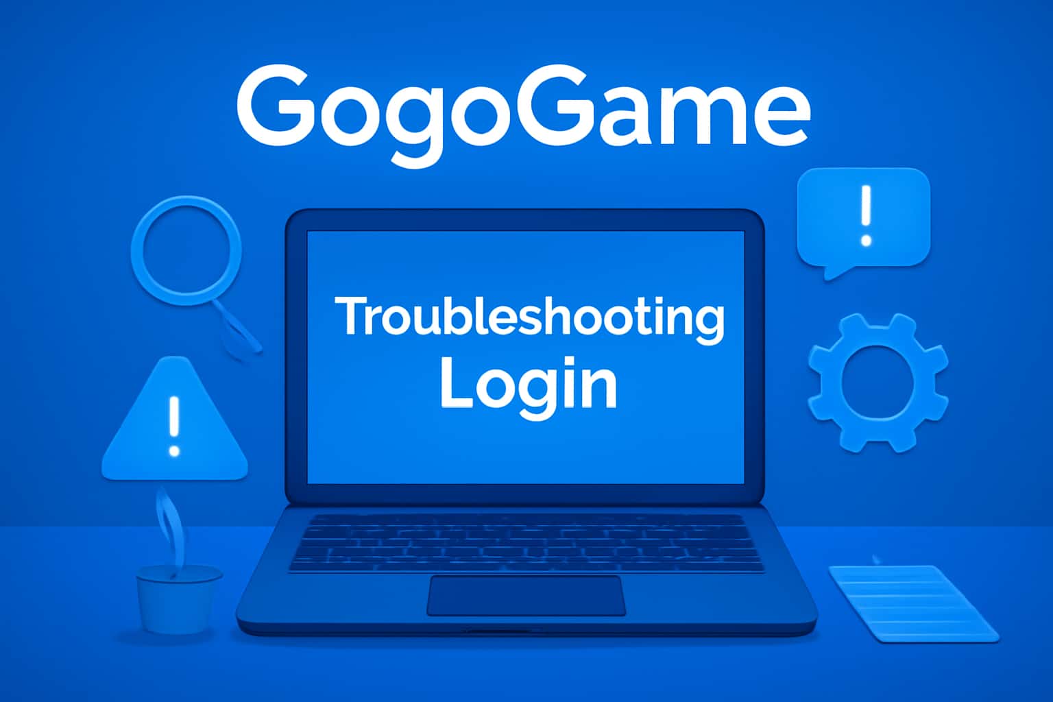 An illustrative scene representing troubleshooting steps for GogoGame login.